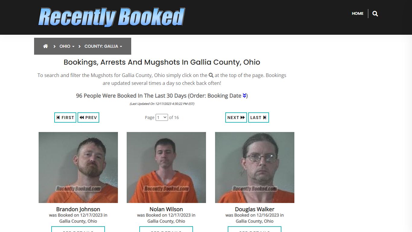 Recent bookings, Arrests, Mugshots in Gallia County, Ohio - Recently Booked